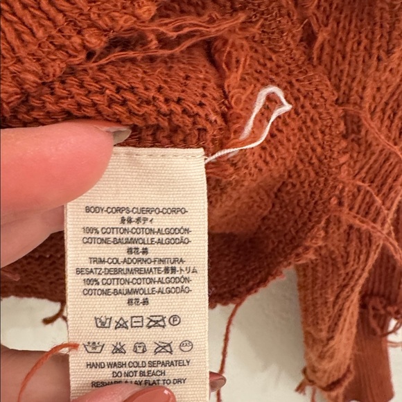 Free People We The Free Darcy Cropped Long Sleeve Top Orange/Rust Size Small - Picture 6 of 6